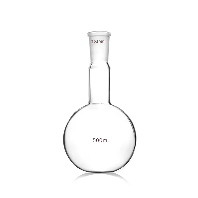 Long Neck Flat Bottom Glass Boiling Flask With Standard Ground Mouth
